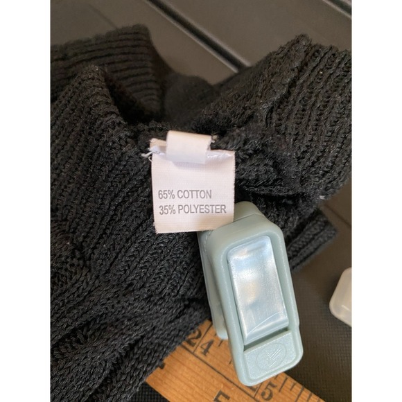 Women's Black Knit, Long Leggings,‎ Size Large Leggings Cotton Blend - Picture 7 of 7